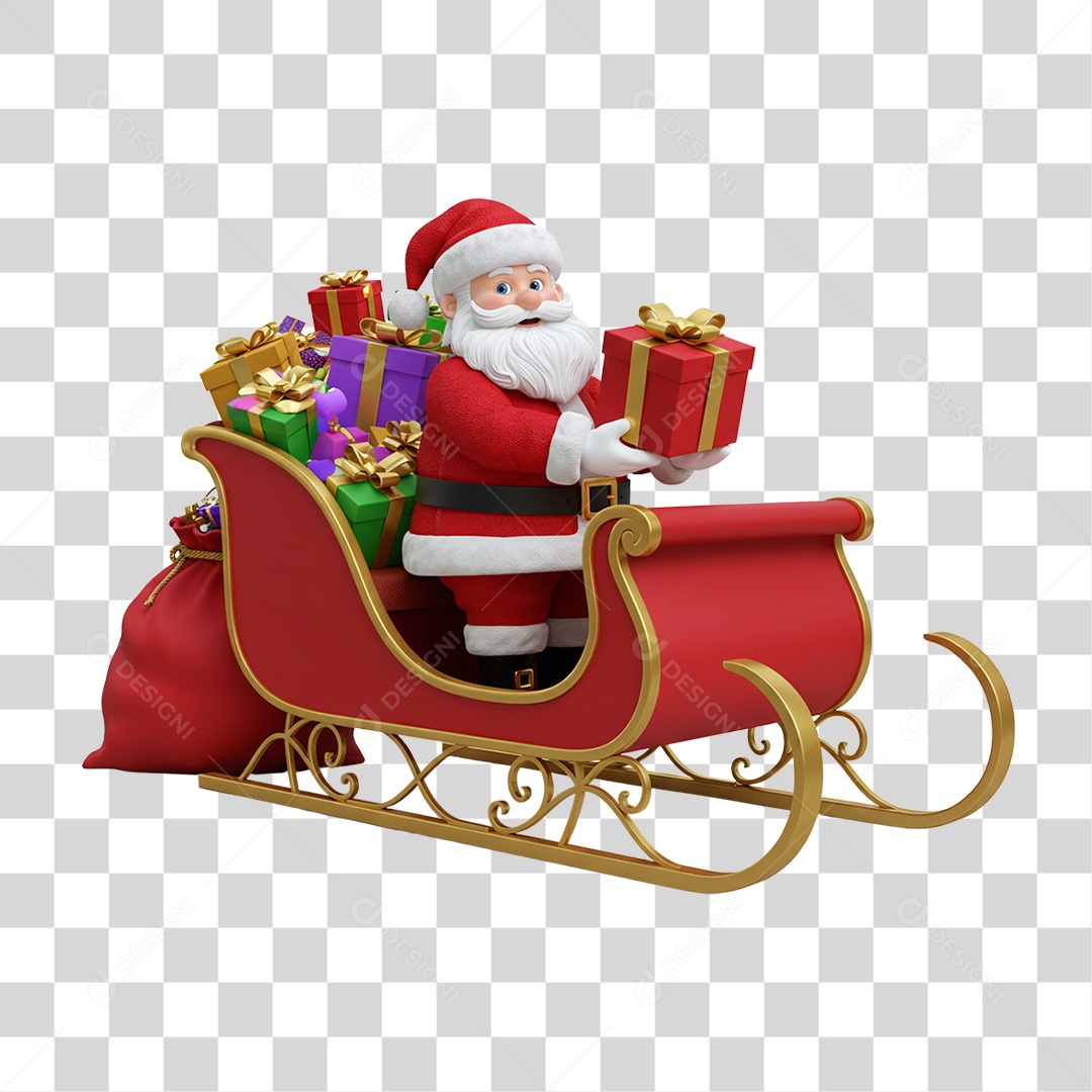 Papai Noel Trenó PNG Transparente