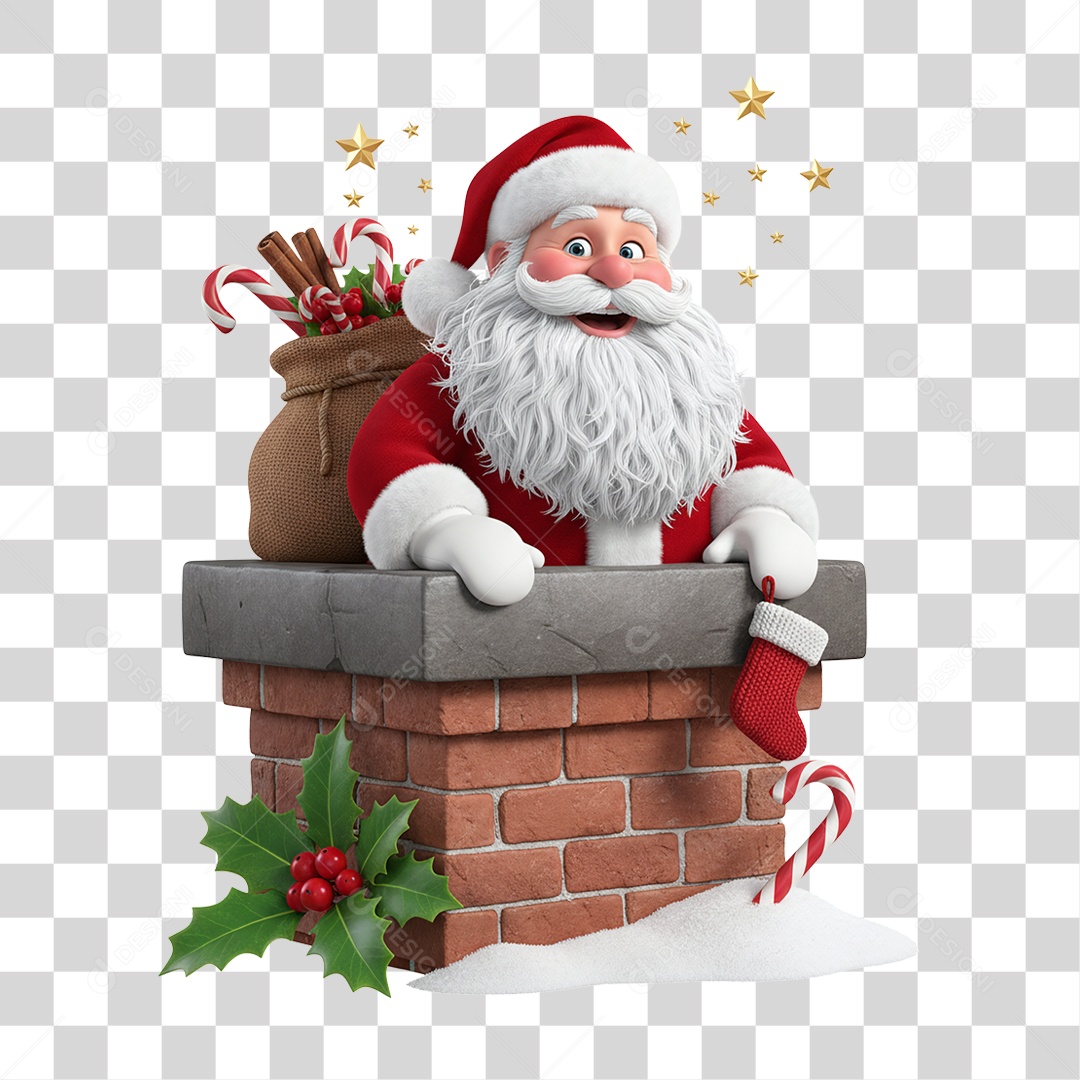 Papai Noel Chaminé PNG Transparente