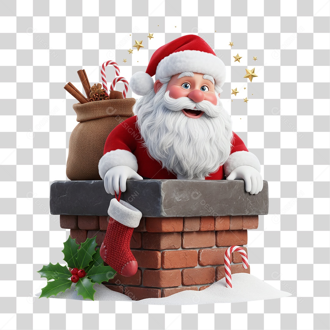 Papai Noel Chaminé PNG Transparente