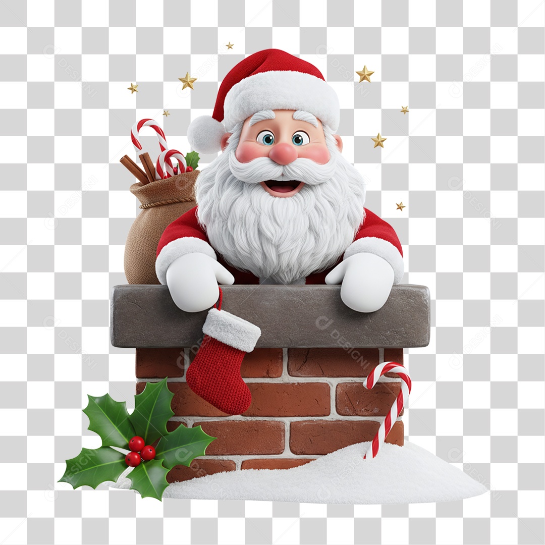 Papai Noel Chaminé PNG Transparente