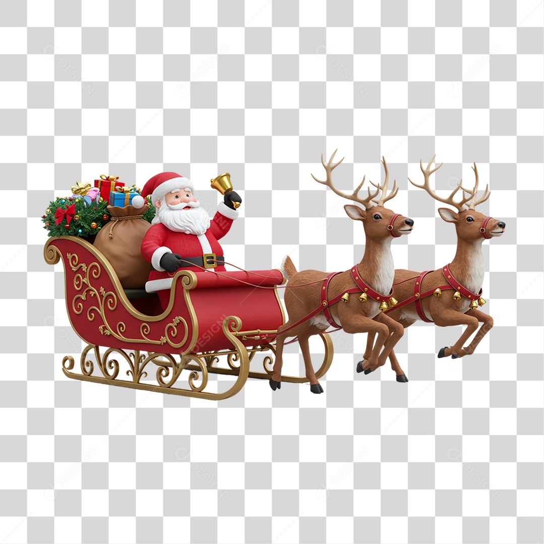 Papai Noel de Trenó PNG Transparente