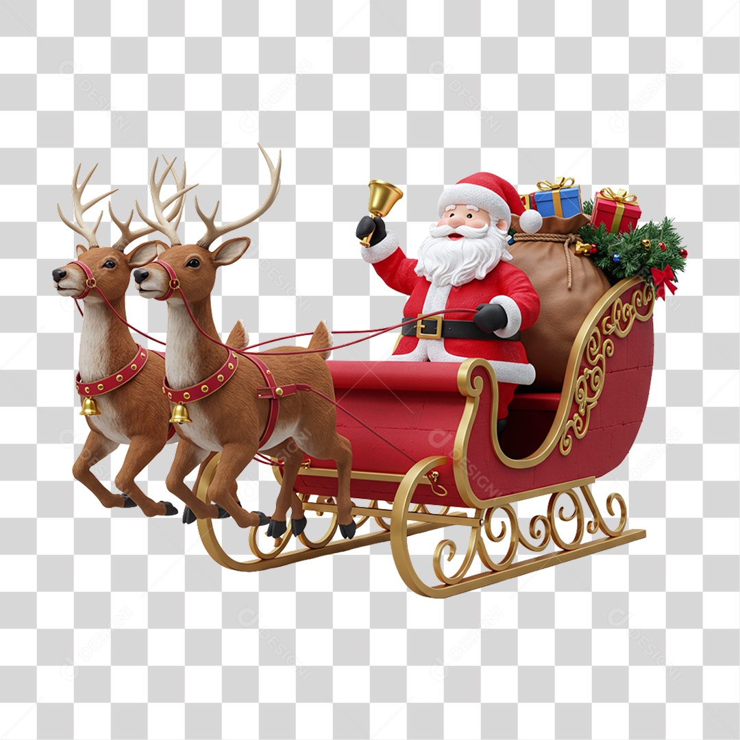 Papai Noel de Trenó PNG Transparente