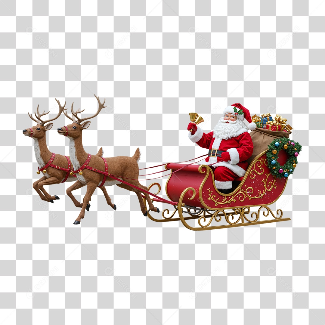 Papai Noel de Trenó PNG Transparente