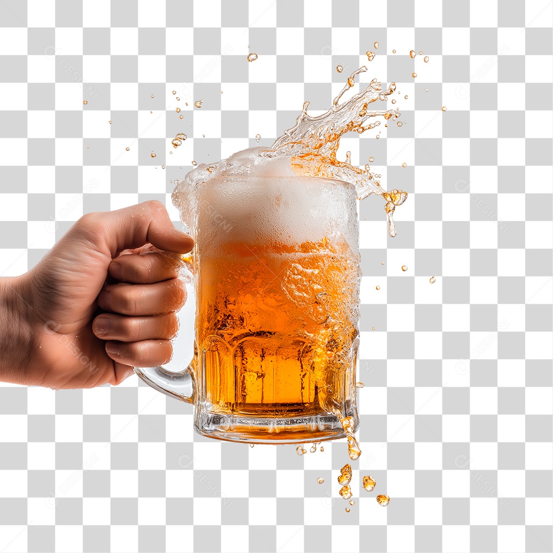 Mão Segurando Caneca de Cerveja PNG Transparente
