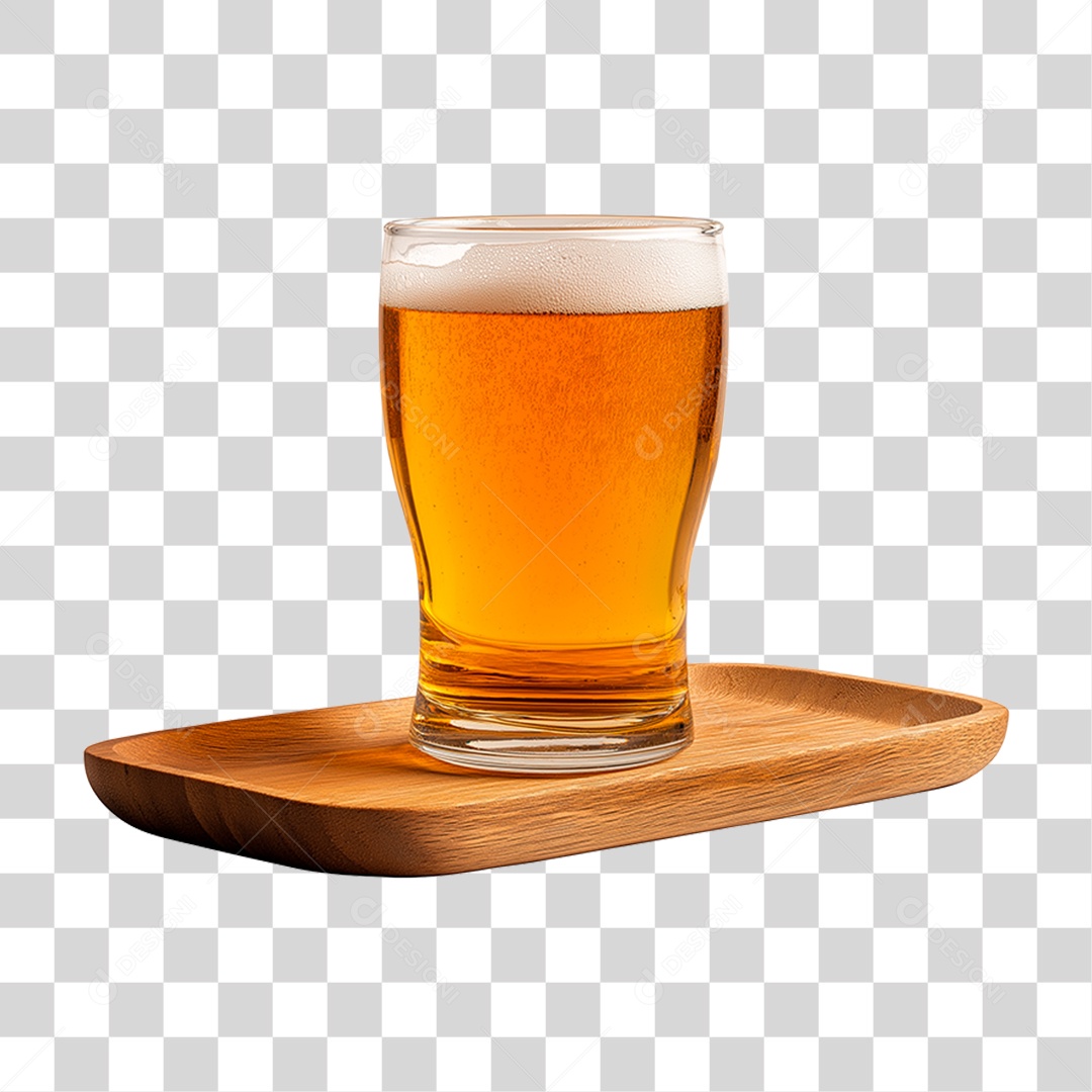 Copo de Cerveja Sobre Tábua PNG Transparente