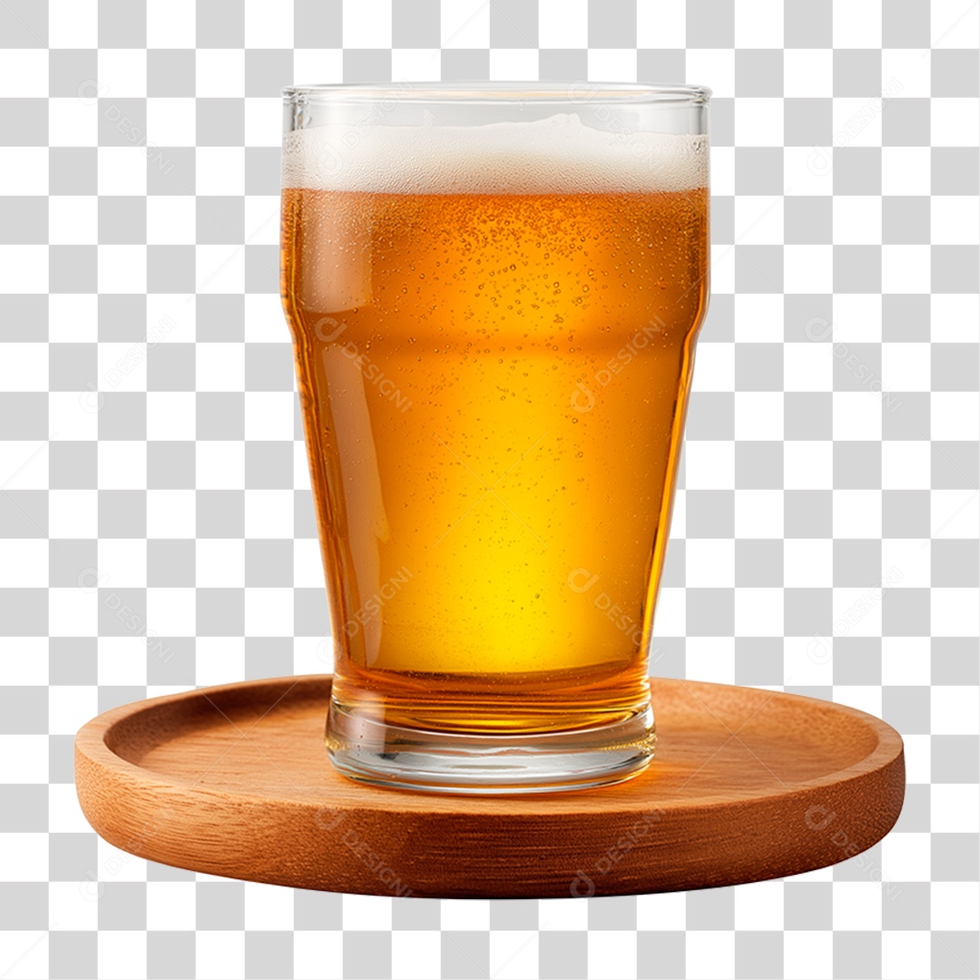 Copo de Cerveja Sobre Tábua PNG Transparente