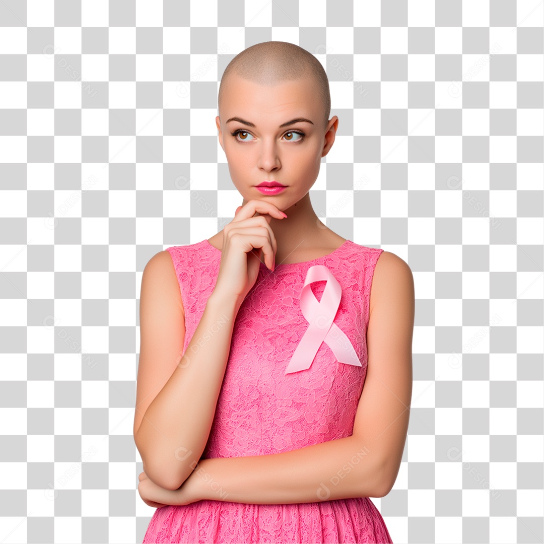 Mulher com Laço Rosa PNG Transparente