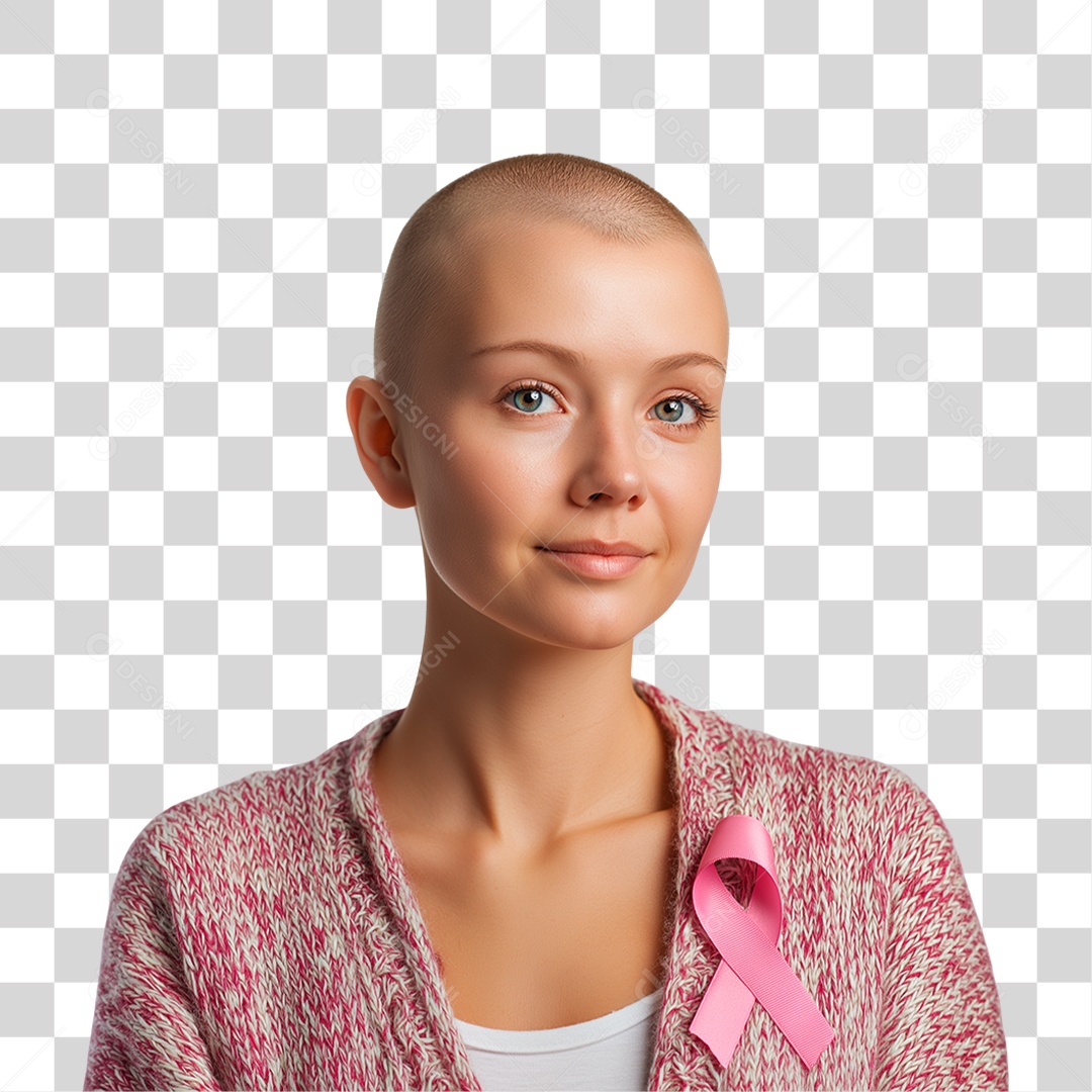 Mulher com Laço Rosa PNG Transparente