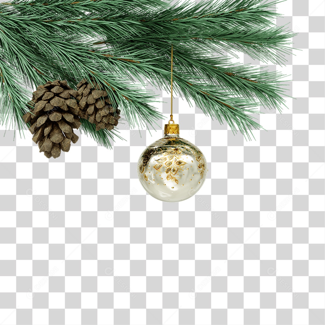 Galhos Pinhas Bola Decoração de Natal PNG Transparente