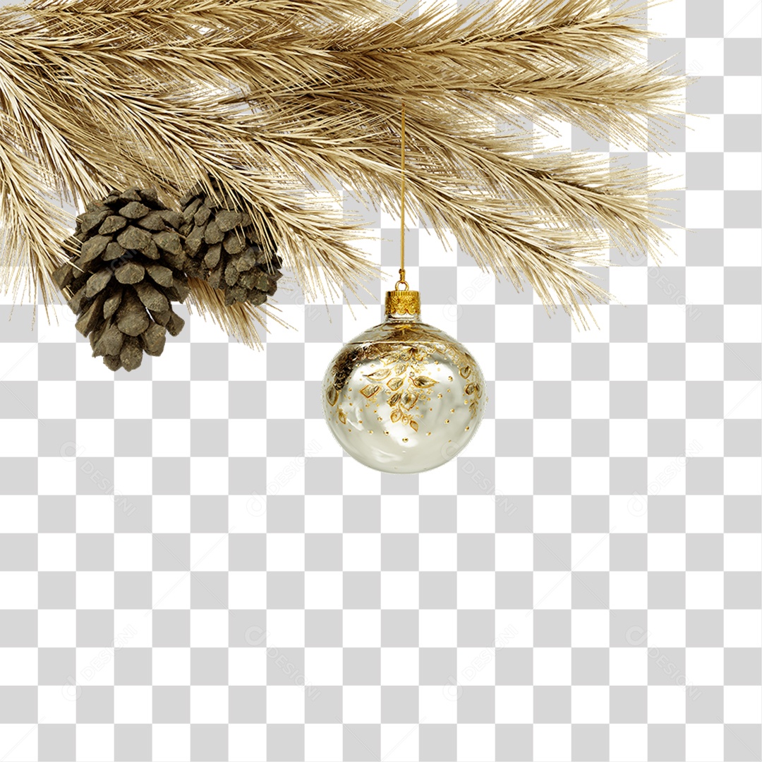 Galhos Pinhas Bola Decoração de Natal PNG Transparente
