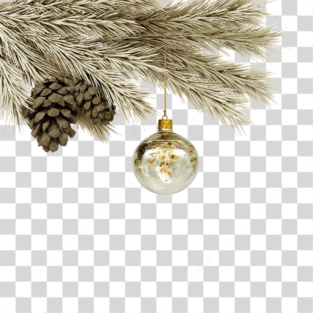 Galhos Pinhas Bola Decoração de Natal PNG Transparente