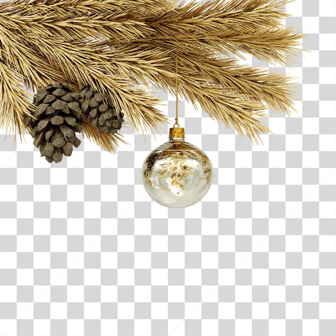 Galhos Pinhas Bola Decoração de Natal PNG Transparente