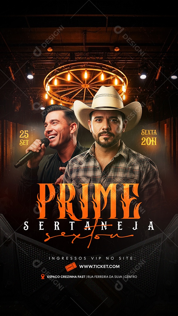 Story Flyer Próximos Shows Prime Sertaneja Social Media PSD Editável