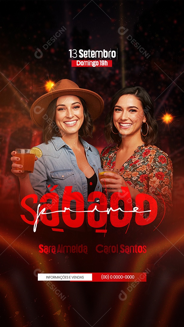 Story Flyer Próximos Shows Sábado Prime Social Media PSD Editável
