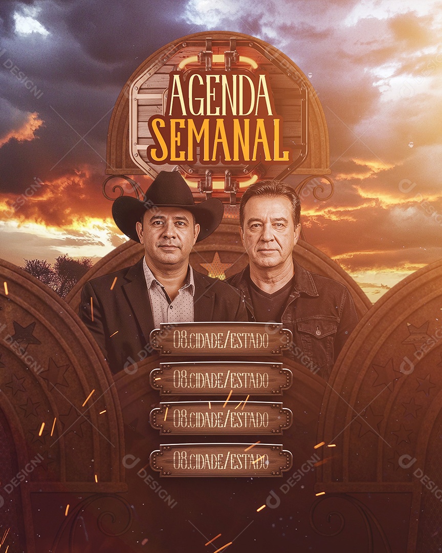 Flyer Agenda Semanal Feed Social Media PSD Editável