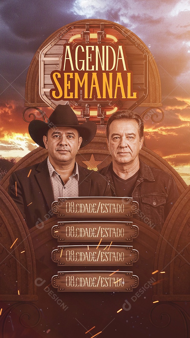 Flyer Agenda Semanal Story Social Media PSD Editável