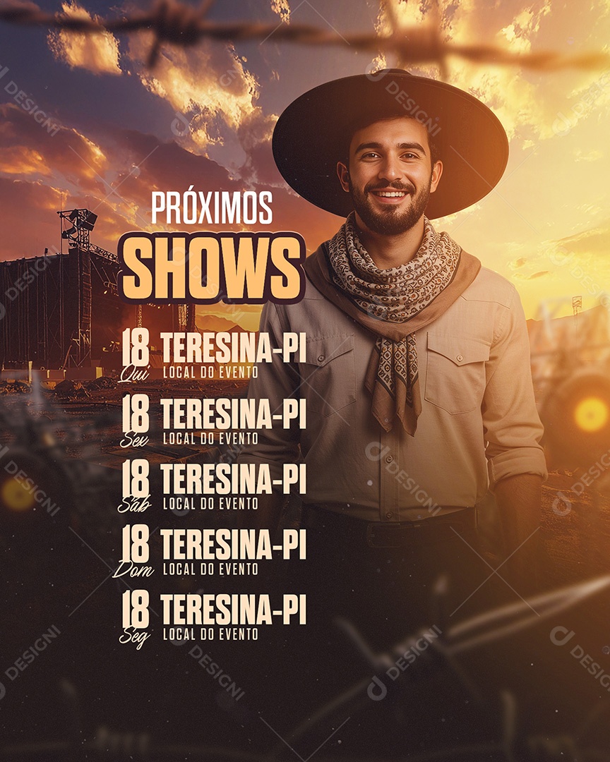 Flyer Feed Próximos Shows Social Media PSD Editável