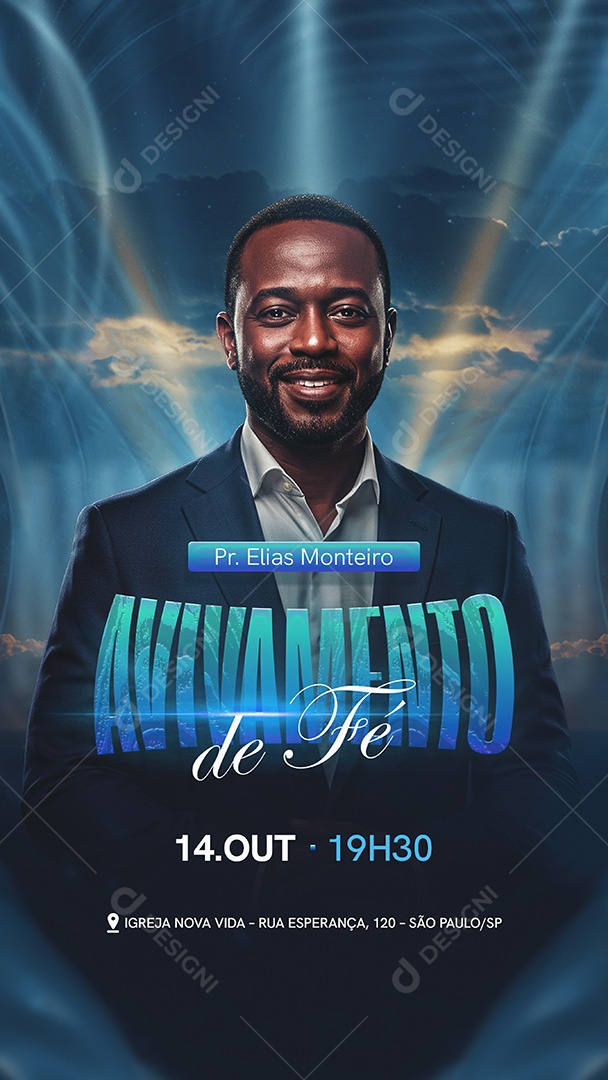 Flyer Gospel Avivamento da Fé Story Social Media PSD Editável