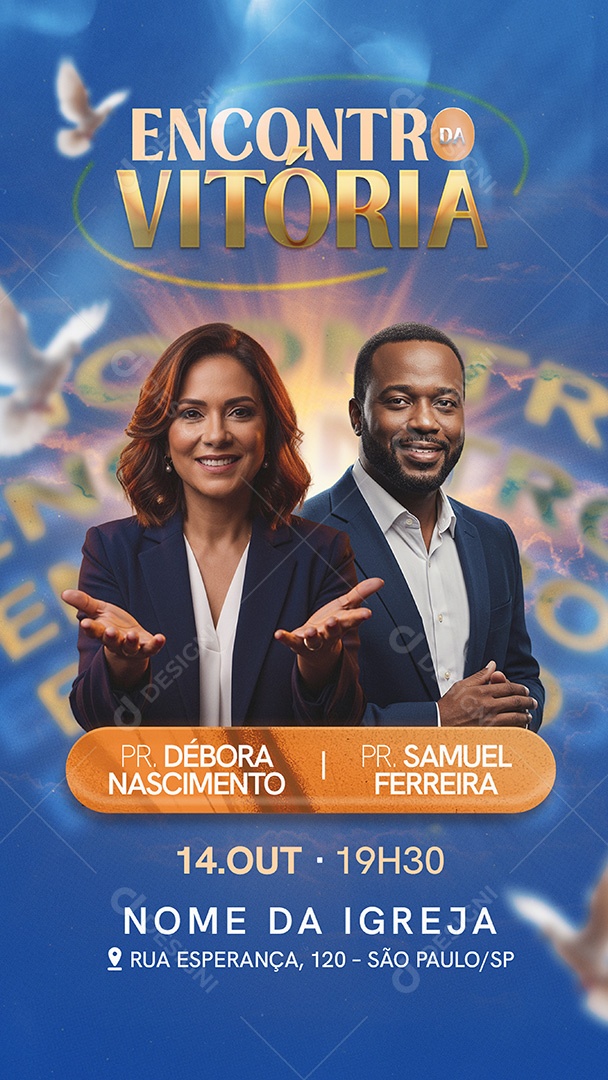 Flyer Gospel Encontro da Vitória Story Social Media PSD Editável