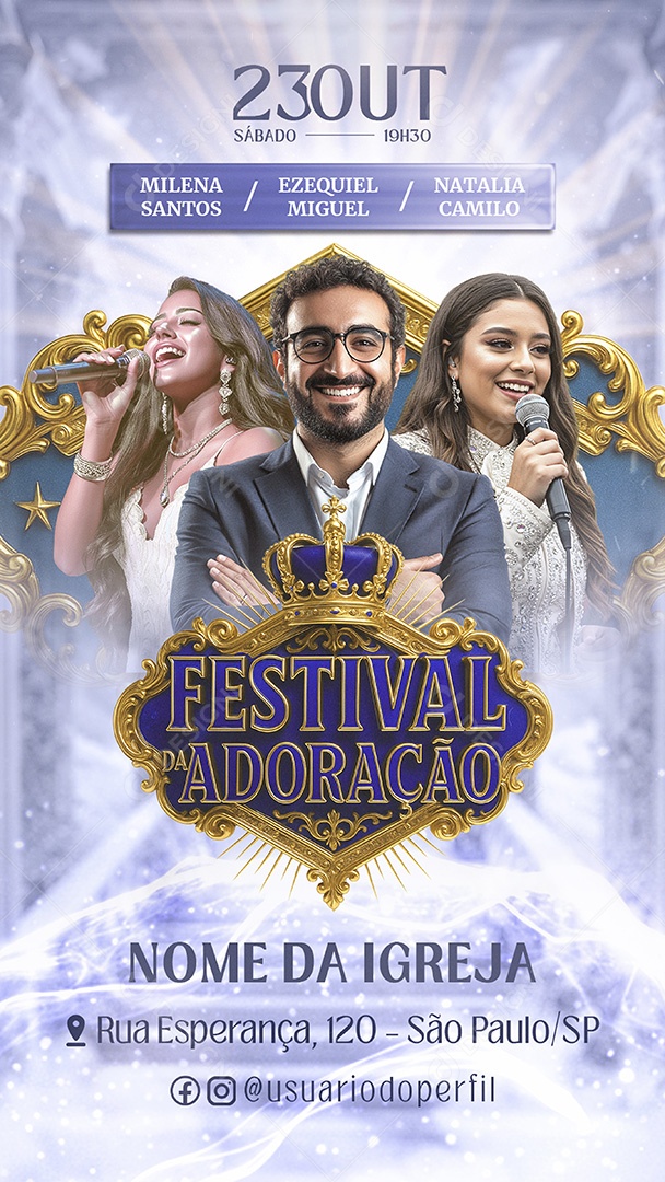 Flyer Gospel Festival da Adoração Story Social Media PSD Editável