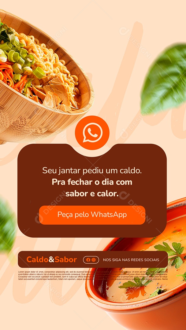 Story Seu Jantar Pediu um Caldo Social Media PSD Editável