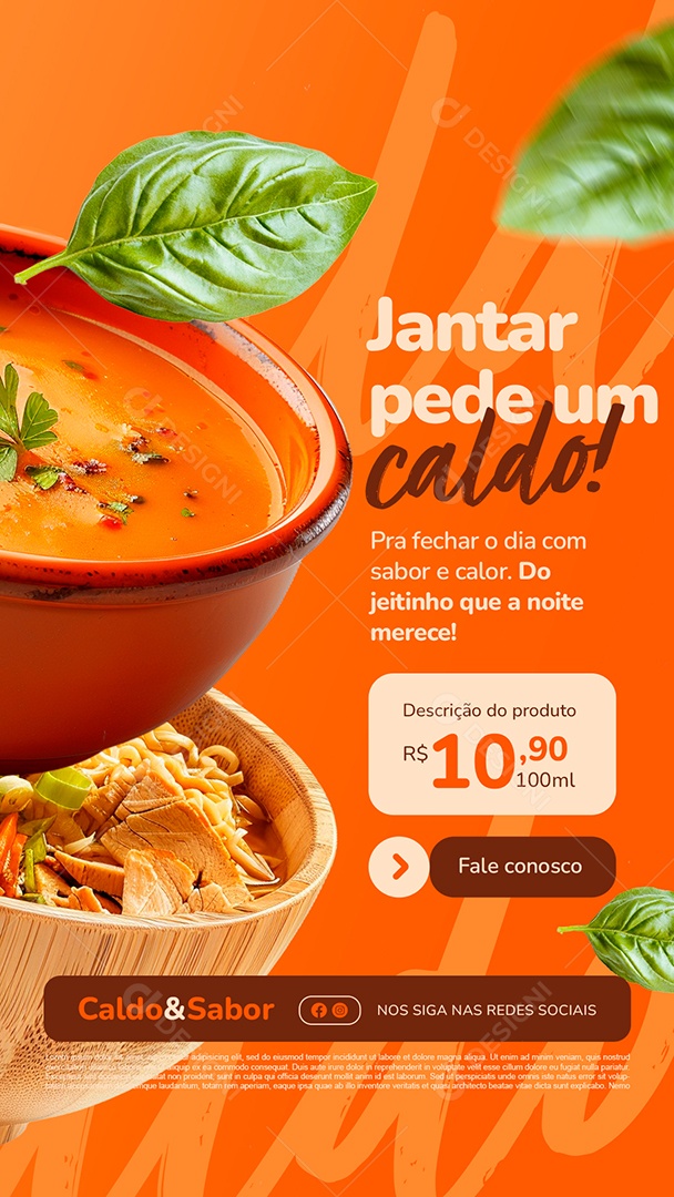Story Jantar Pede um Caldo Social Media PSD Editável