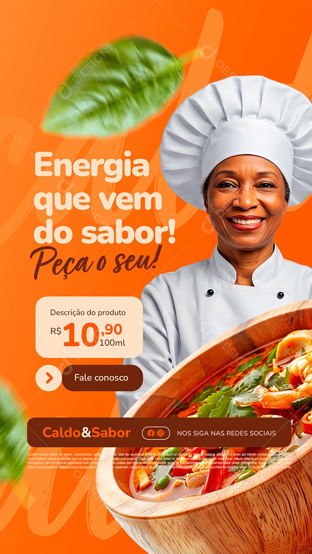 Story Caldo Energia Que Vem do Sabor Social Media PSD Editável