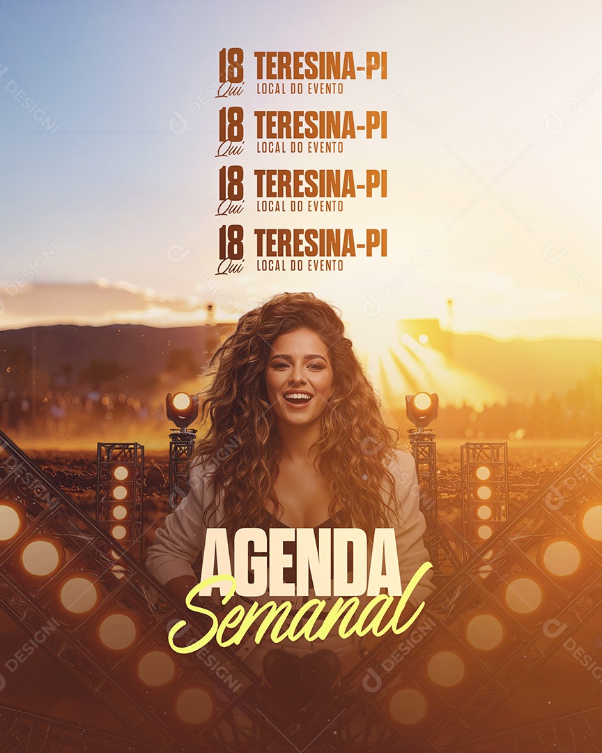 Flyer Agenda Semanal Feed Social Media PSD Editável