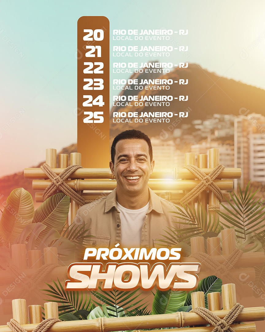 Flyer Próximos Shows Feed Social Media PSD Editável