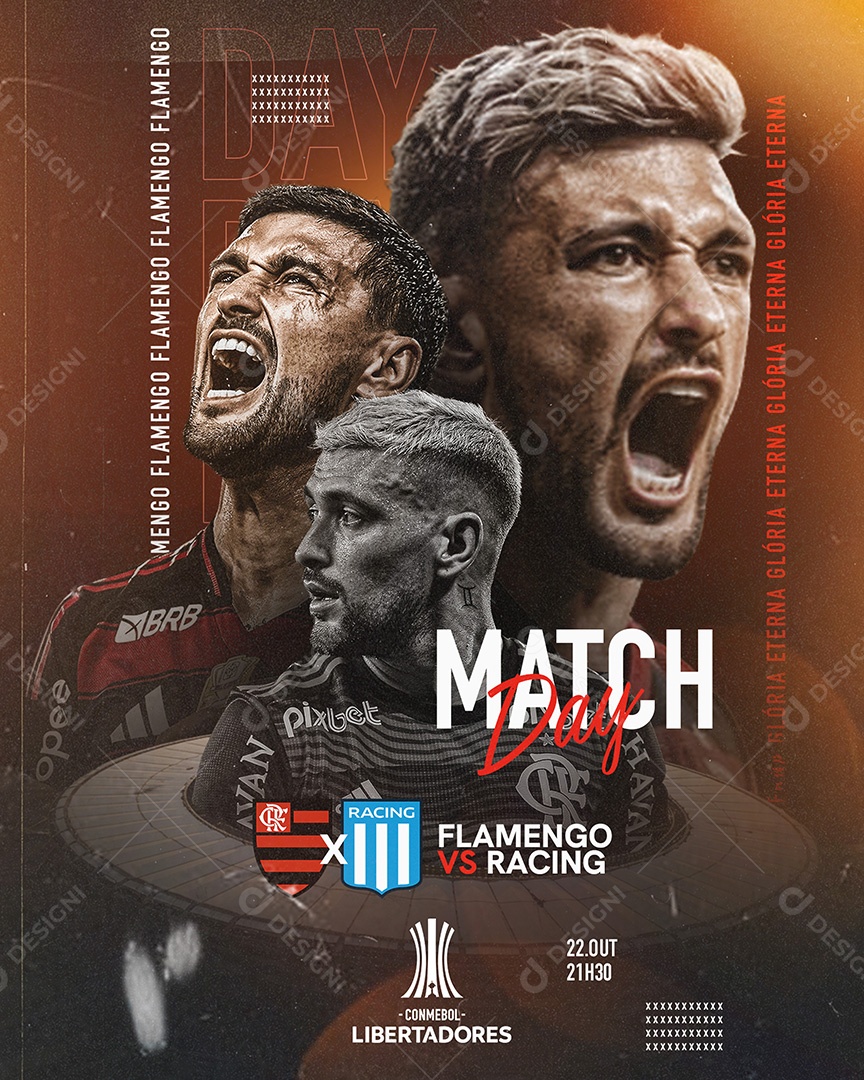 Flyer Semi Final Libertadores Flamengo x Racing Feed Social Media PSD Editável