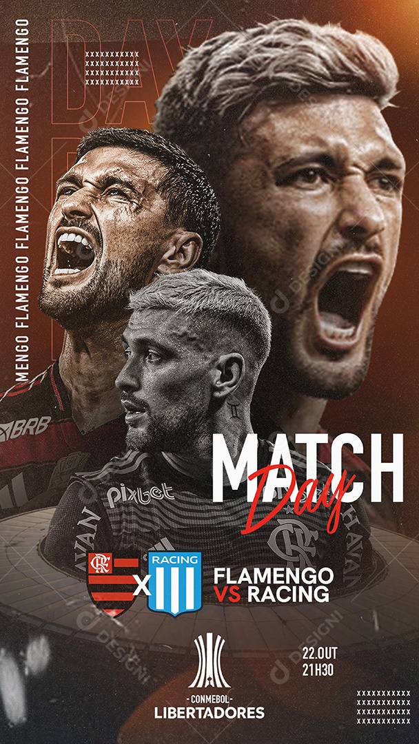 Flyer Semi Final Libertadores Flamengo x Racing Story Social Media PSD Editável
