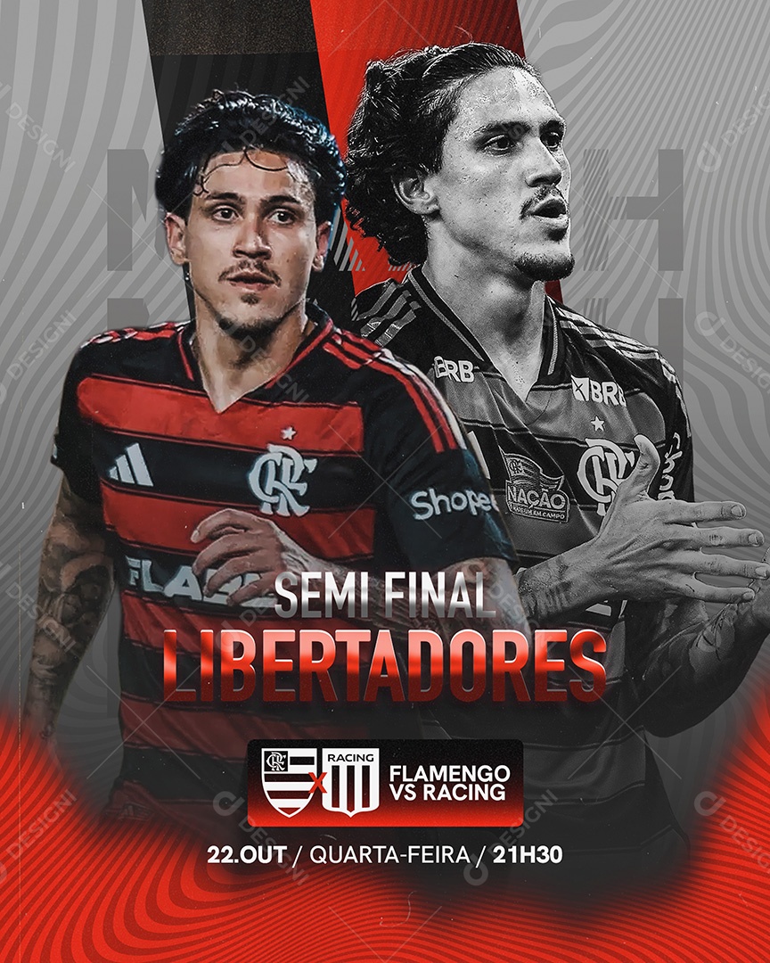 Flyer4 Semi Final Libertadores Flamengo x Racing Feed Social Media PSD Editável