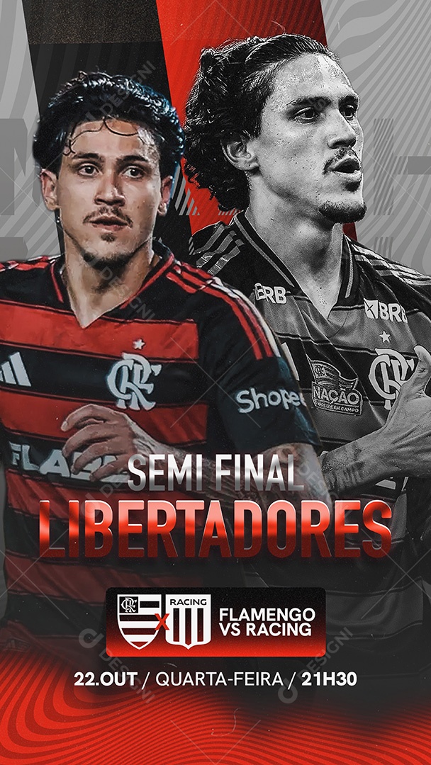 Flyer Semi Final Libertadores Flamengo x Racing Story Social Media PSD Editável