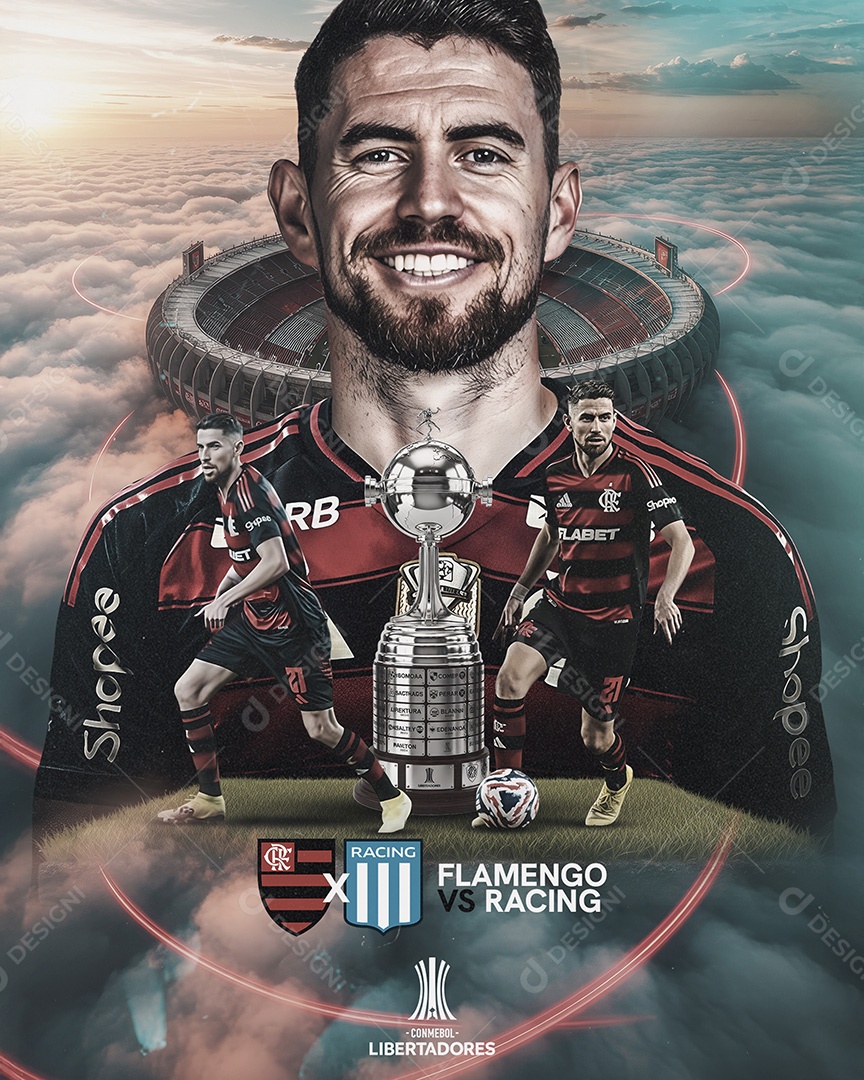 Flyer Semi Final Libertadores Flamengo x Racing Feed Social Media PSD Editável
