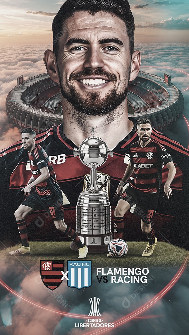 Flyer Semi Final Libertadores Flamengo x Racing Story Social Media PSD Editável