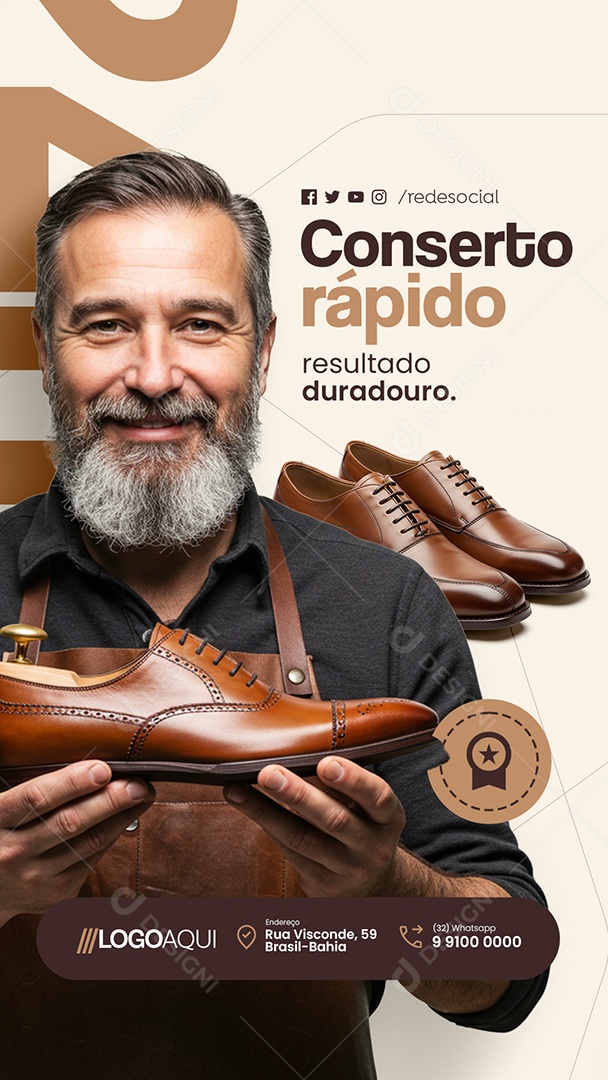Story Sapateiro Conserto Rápido Resultado Duradouro Social Media PSD Editável