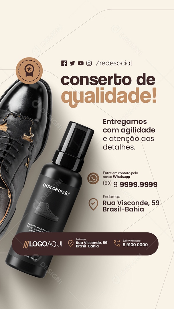 Story Sapateiro Conserto de Qualidade Social Media PSD Editável
