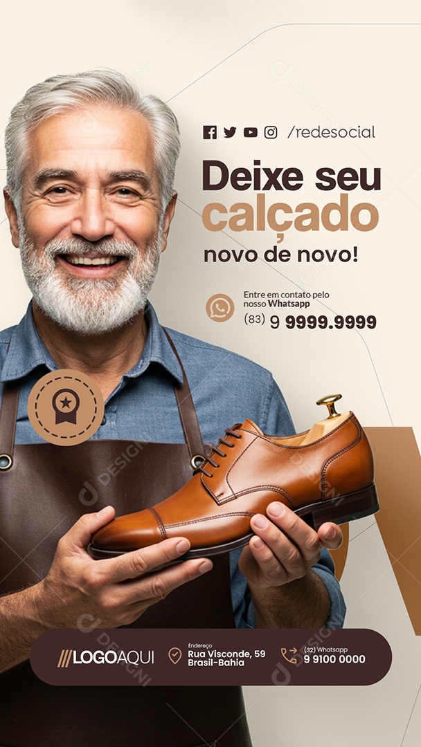 Story Sapateiro Deixe seu Calçado Novo de Novo Social Media PSD Editável