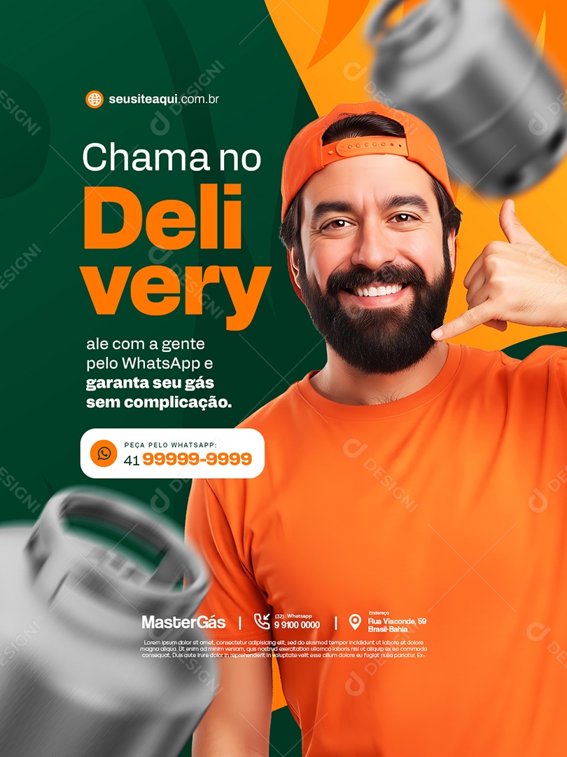 Distribuidor de Gás Chama no Delivery Social Media PSD Editável