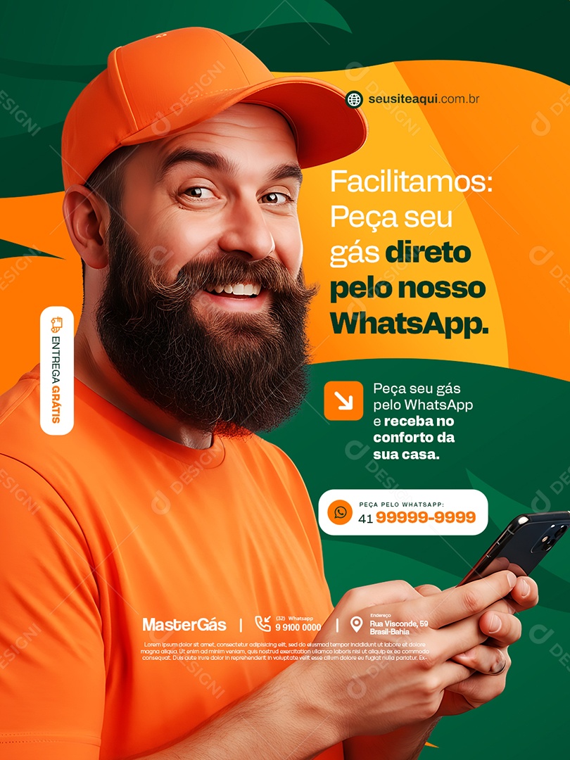 Distribuidor de Gás Facilitamos Peça seu Gás Social Media PSD Editável