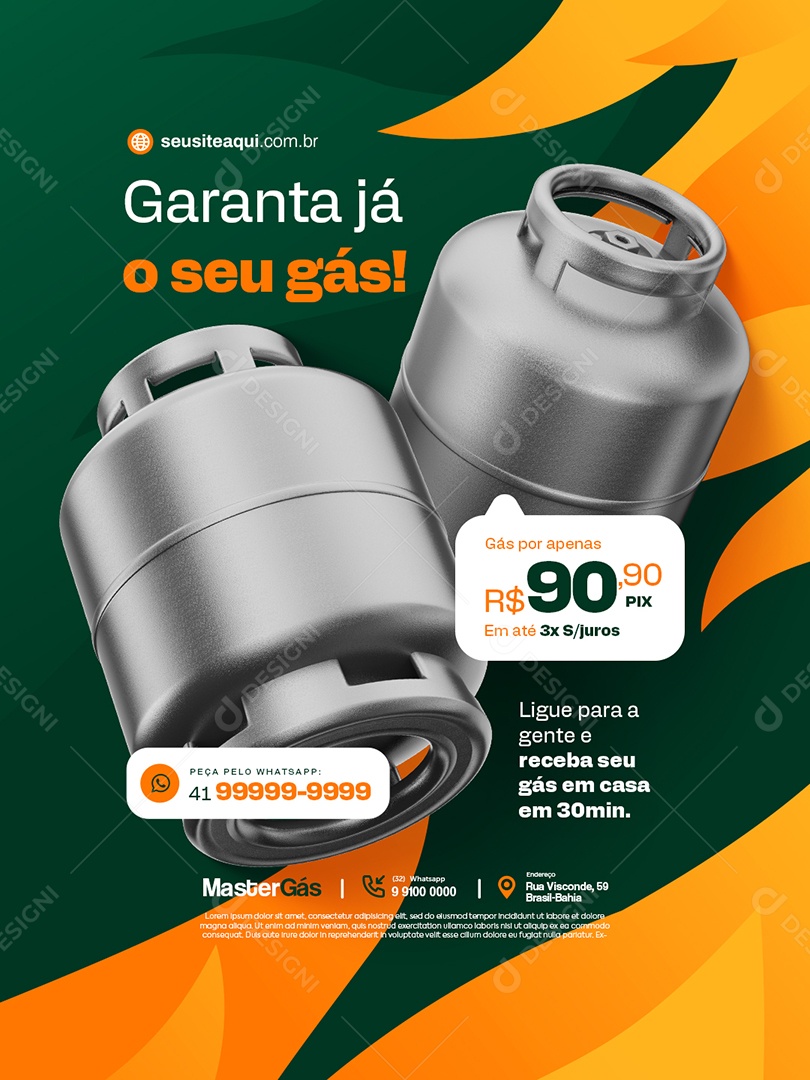 Distribuidor de Gás Garanta Já o Seu Gás Social Media PSD Editável