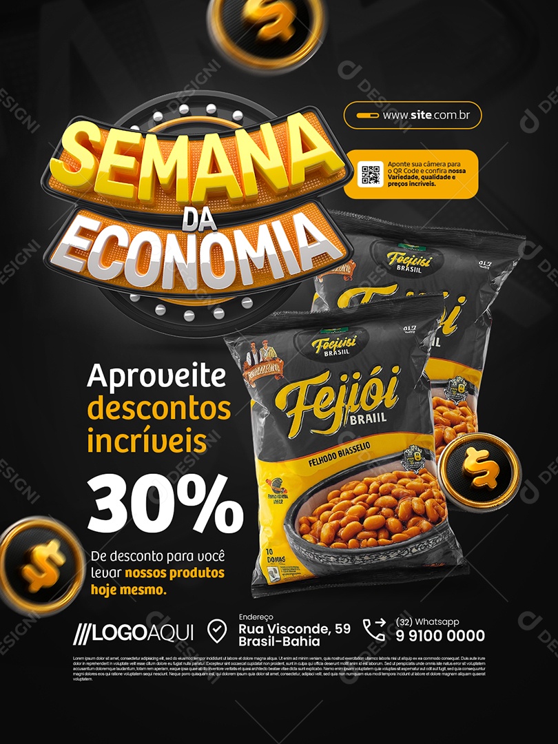Supermercado Semana da Economia Aproveite Descontos Incríveis Social Media PSD Editável