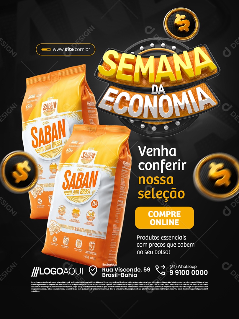 Supermercado Semana da Economia Não Deixe Passar a Chance Social Media PSD Editável