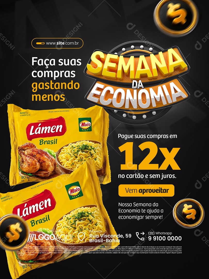 Supermercado Semana da Economia Faça suas Compras Social Media PSD Editável