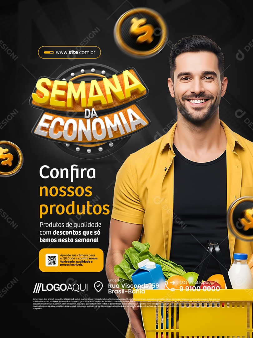 Supermercado Semana da Economia Confira Nossos Produtos Social Media PSD Editável
