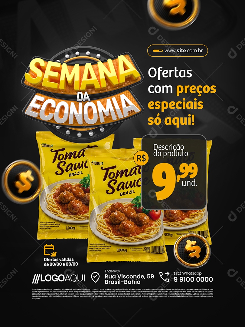 Supermercado Semana da Economia Ofertas com Preços Especiais Social Media PSD Editável