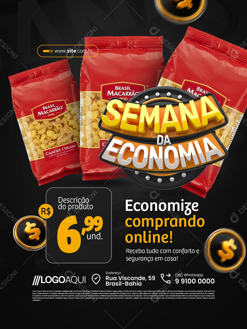 Supermercado Semana da Economia Economize Comprando Online Social Media PSD Editável