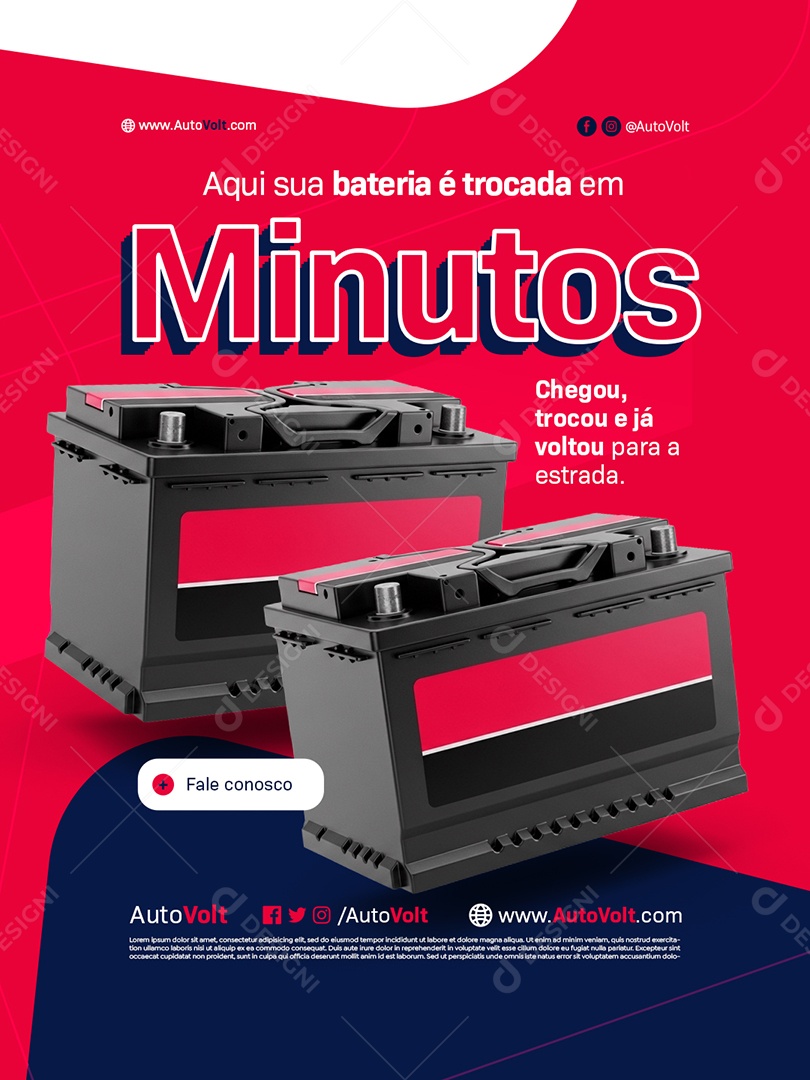 Loja de Bateria Aqui sua Bateria é Trocada em Minutos Social Media PSD Editável