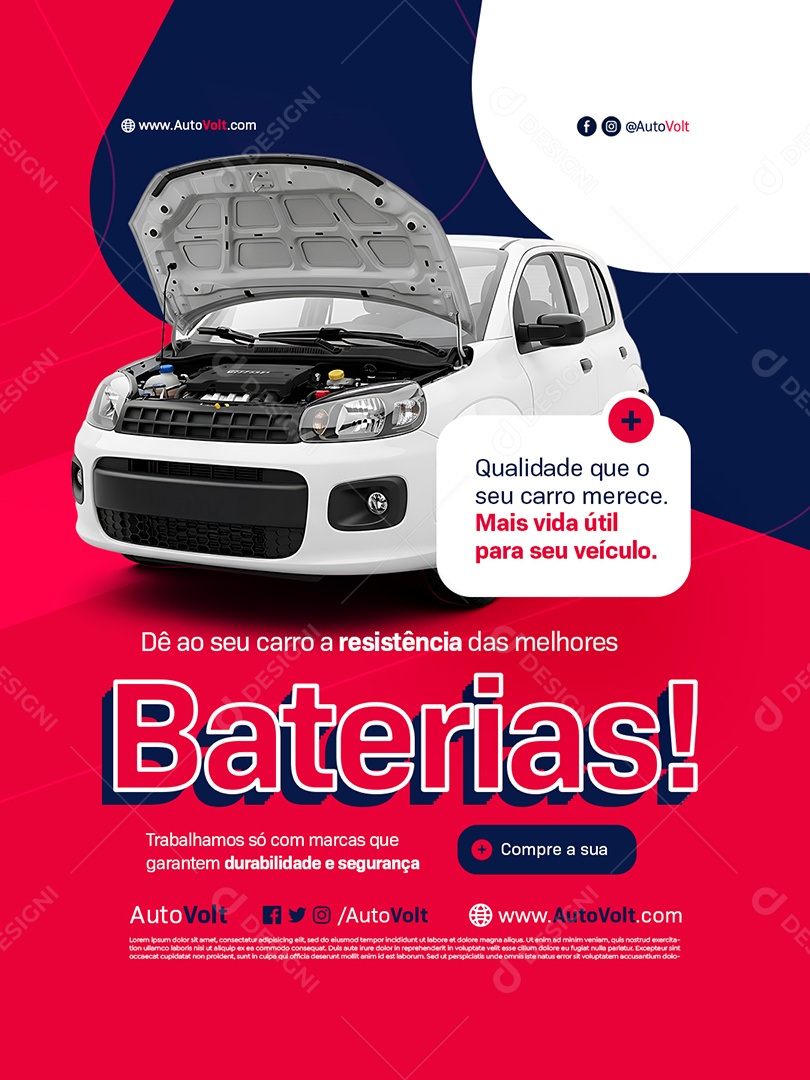 Loja de Bateria Dê ao Seu Carro a Resistência das Melhores Social Media PSD Editável