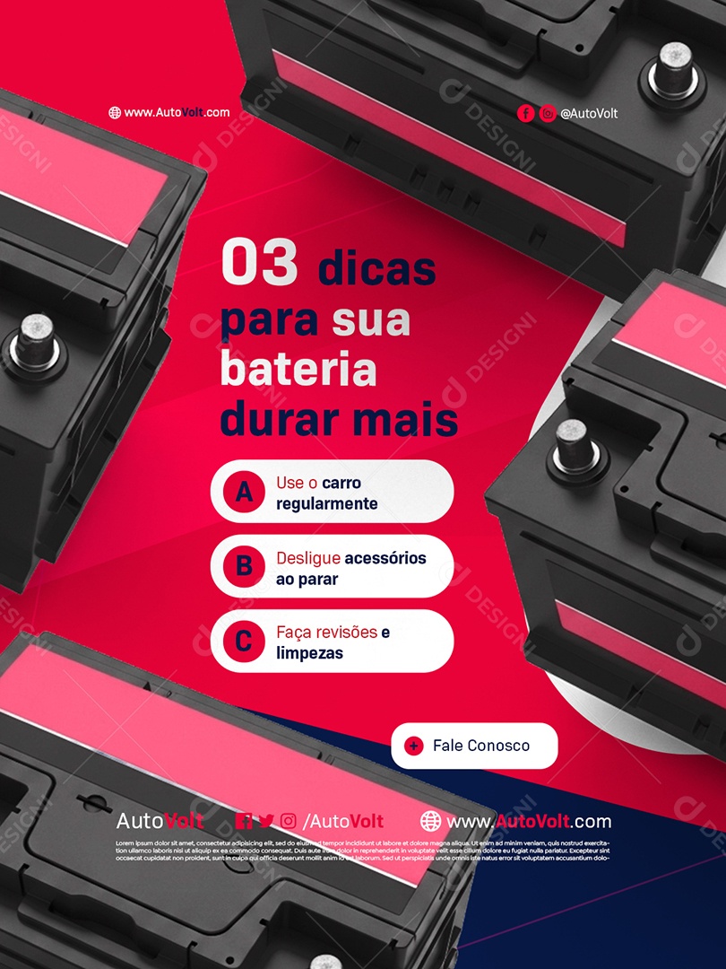 Loja de Bateria Três Dicas para Sua Bateria Durar Mais Social Media PSD Editável